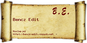 Bencz Edit névjegykártya
